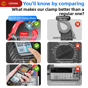 Klipový ampermeter s inteligentným dotykovým displejom, vysoká presnosť, podsvietený displej, pre elektrikárov a domáce údržbárske práce, odolný voči prehriatiu, multimetr