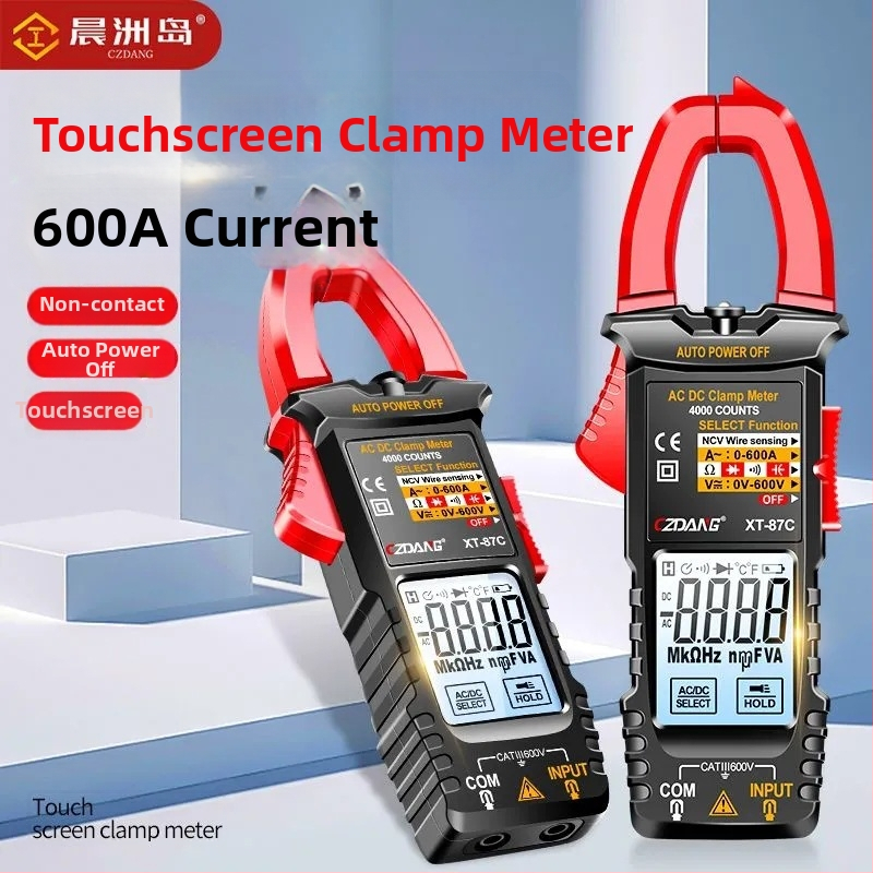 Klipmeteram ar gudru skārienjutīgu ekrānu, augsta precizitāte, ar apgaismotu displeju, piemērots elektriķiem un mājas uzturēšanai, izturīgs pret aizdegšanos, multimetrs