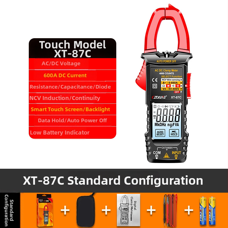 Klipový ampermeter s inteligentným dotykovým displejom, vysoká presnosť, podsvietený displej, pre elektrikárov a domáce údržbárske práce, odolný voči prehriatiu, multimetr
