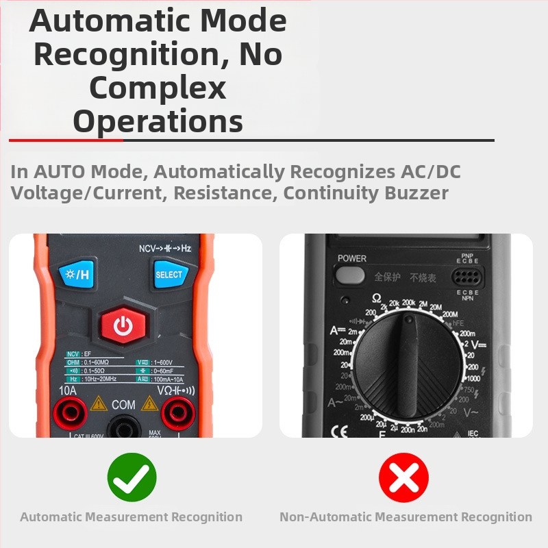 Skaitmeninis multimetras su automatinio diapazono funkcija, didelio tikslumo kapacitacijos matuoklis, kompaktiškas