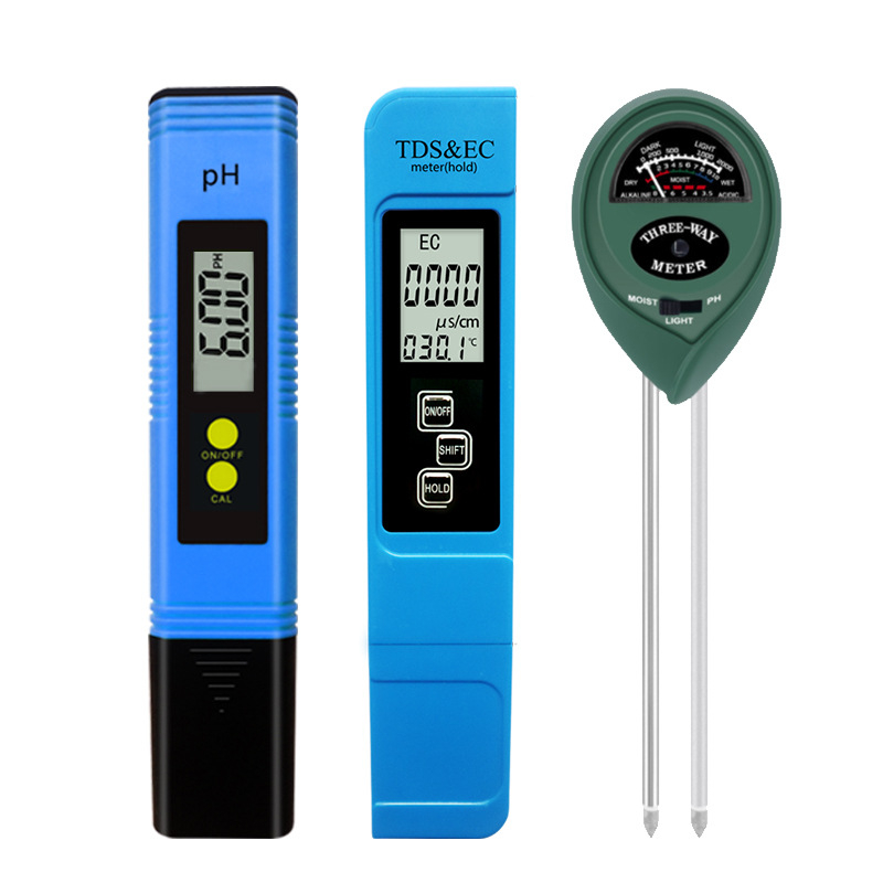 ws-01 3-v-1 tester vody a pôdy (EC, pH, TDS) – rozsah: voda 0-9990, pH 0-14 (voda/pôda), presnosť ±2-3%, rozlíšenie 1 ppm / 0.01 pH, napájanie 3V