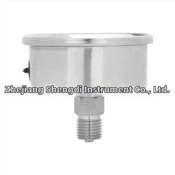 Panelový tlakomer z nehrdzavejúcej ocele, nárazuvzdorný, model YN60ZBF, závitové pripojenie, presnosť 2.5, teplotný rozsah prostredia -40 až 200 °C