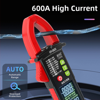 Digitálny klampmetr pre elektrickú údržbu, vysoká presnosť, inteligentný, hlasové vedenie, meranie AC prúdu 0-600 A, LEB displej