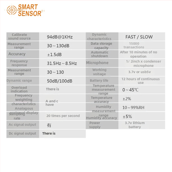 Hima AS844+ digitálny hlukomer, rozsah merania 30–130 dB, presnosť ±1,5 dB, rozlíšenie 0,1 dB