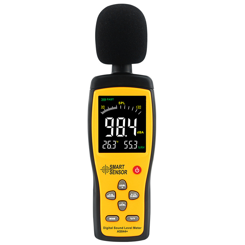 Hima AS844+ digitálny hlukomer, rozsah merania 30–130 dB, presnosť ±1,5 dB, rozlíšenie 0,1 dB