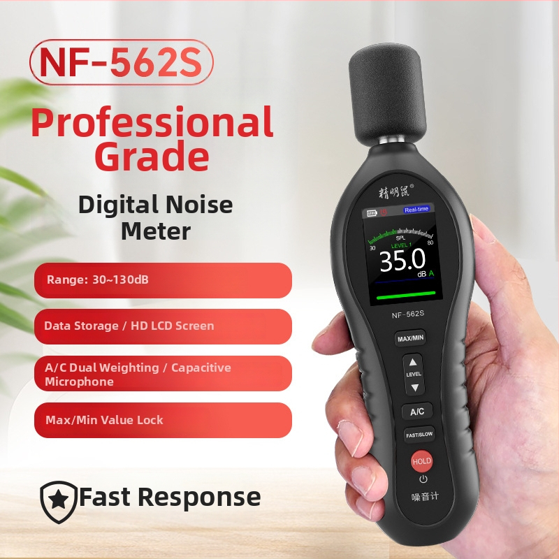 NF-562S digitálny merač hluku – ručný, vysoká presnosť, 0–40°C, hmotnosť 0,1 kg