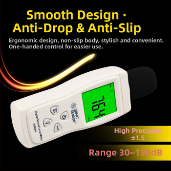 AS804 digitálny hlukomer, prenosný, rozsah 30-130 dBA, presnosť 1.5 dB, rozlíšenie 0.1 dB