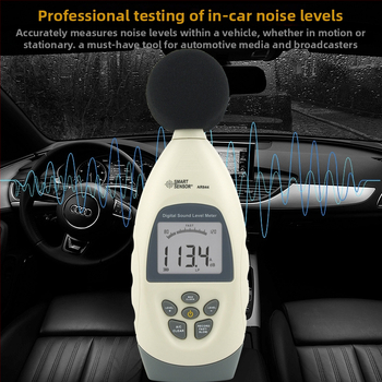 AR844 Digitálny hlukomer s rozsahom 30-130 dB, presnosť ±1,5 dB, prevádzková teplota 0-50 °C
