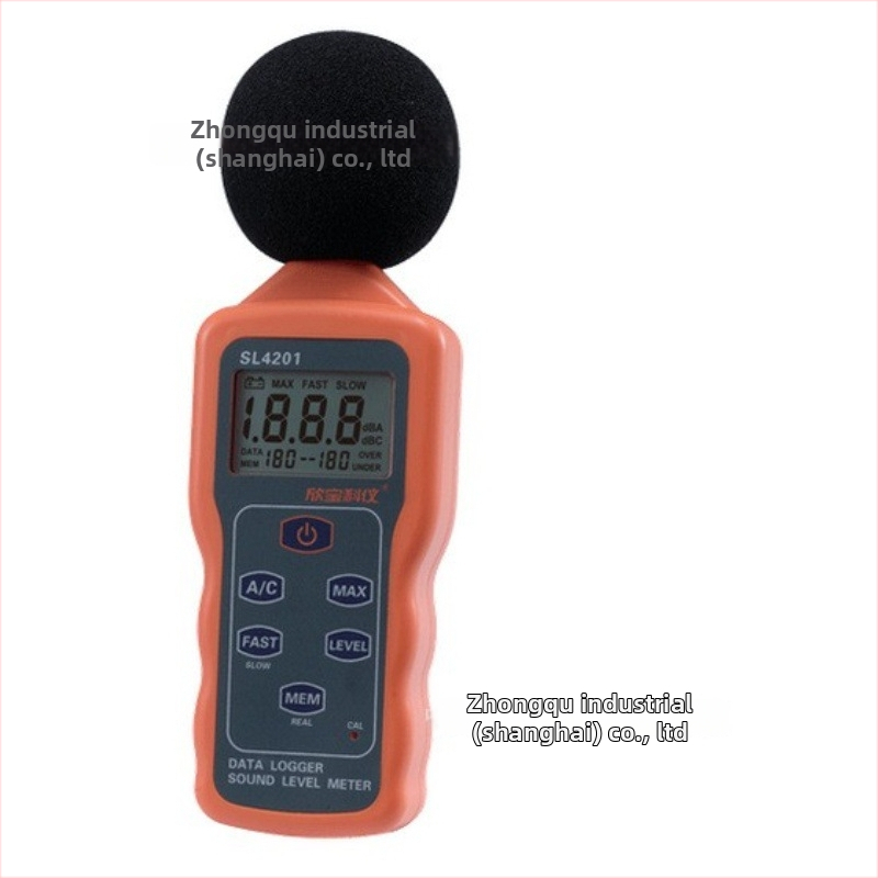SL4201 digitálny merací prístroj zvuku s funkciou sťahovania údajov a zaznamenávaním hluku – rozsah merania 32–130 dB, presnosť ±1.5 dB (94 dB pri 1 kHz), rozlíšenie 0.5 dB, prevádzková teplota 0–40°C