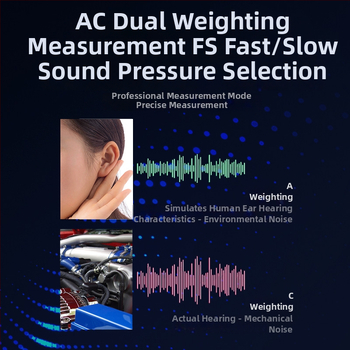 AZ8925-digitálny hlukomer, Az/Hengxin, rozsah merania 40–130 dB, presnosť ±2 dB, rozlíšenie 0,1 dB, prevádzková teplota −10 až 60 °C