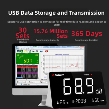Stolný digitálny merač hluku SW-525S pre domáce použitie, merač hladiny zvuku