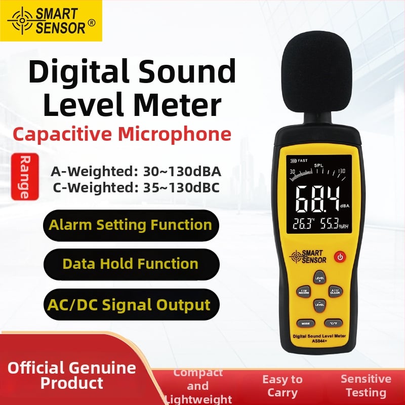 Digitálny hlukomer AS844+ – rozsah 30–130 dB, presnosť ±1.5 dB, model AS844+