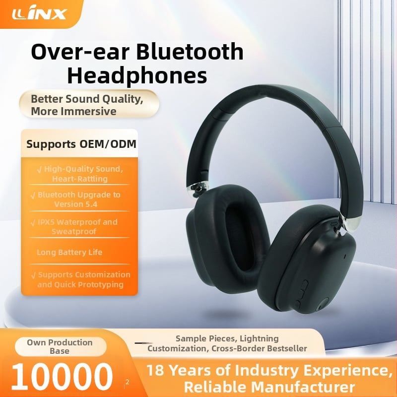 Безжични слушалки над ухото с ANC шумопотискане, 40 мм драйвери, честотен обхват 20 Hz–20 kHz, импеданс 32 Ω, чувствителност 102 dB ±3 dB