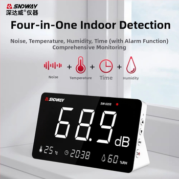 Stolný digitálny merač hluku SW-525S, rozsah 30-130 dB, presnosť ±1.5 dB, rozlíšenie 0.1 dB, prevádzková teplota 0-40°C
