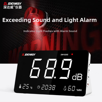 Stolný digitálny merač hluku SW-525S, rozsah 30-130 dB, presnosť ±1.5 dB, rozlíšenie 0.1 dB, prevádzková teplota 0-40°C