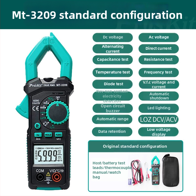 Prokits Baogong MT-3109 klešťový ampermeter s digitálnym displejom, AC/DC – vysoká presnosť