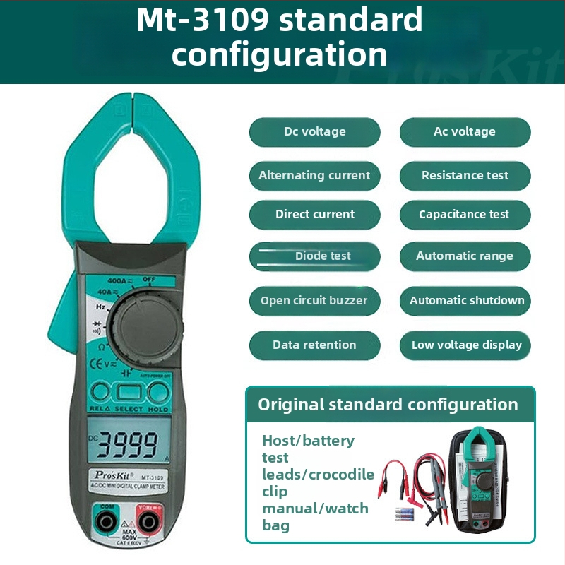 Prokits Baogong MT-3109 klešťový ampermeter s digitálnym displejom, AC/DC – vysoká presnosť
