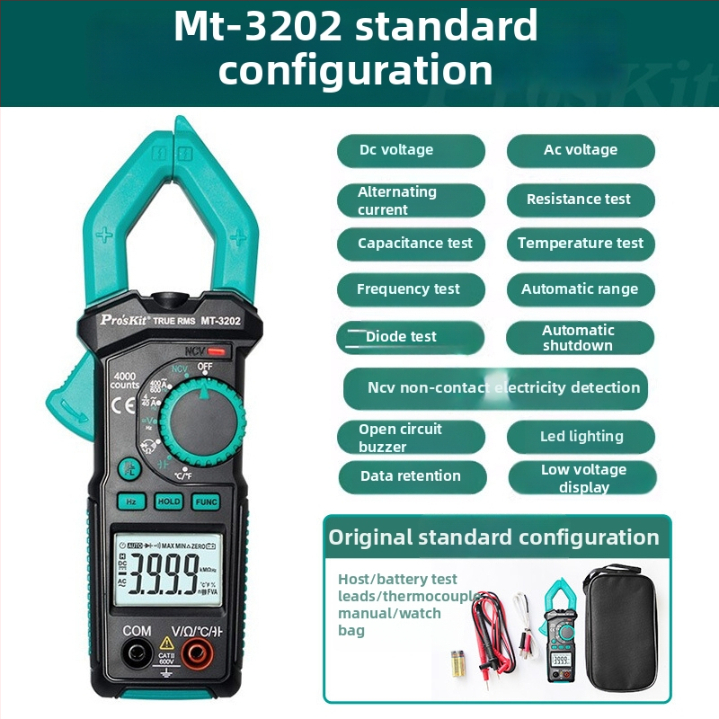 Prokits Baogong MT-3109 klešťový ampermeter s digitálnym displejom, AC/DC – vysoká presnosť