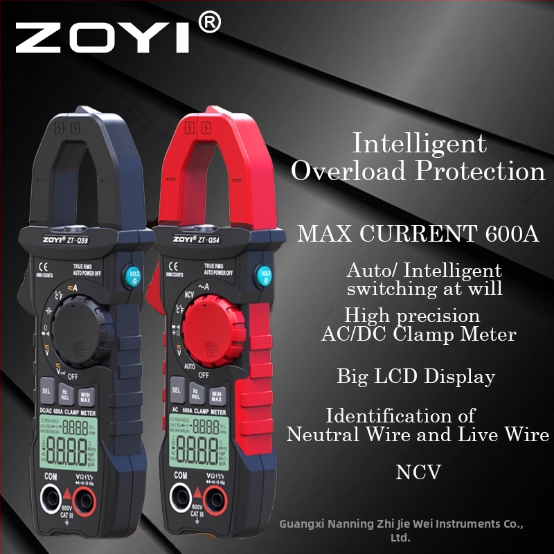 ZOYI digitálny klešťový ampérmeter QS9/QS4, AC/DC prúd, meranie odporu, voltmeter