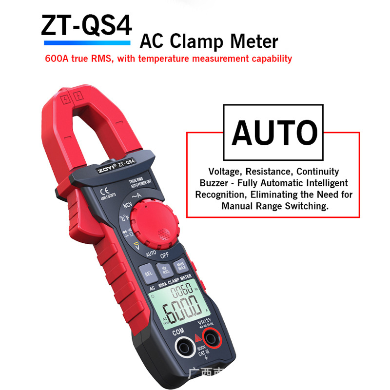 ZOYI digitálny klešťový ampérmeter QS9/QS4, AC/DC prúd, meranie odporu, voltmeter