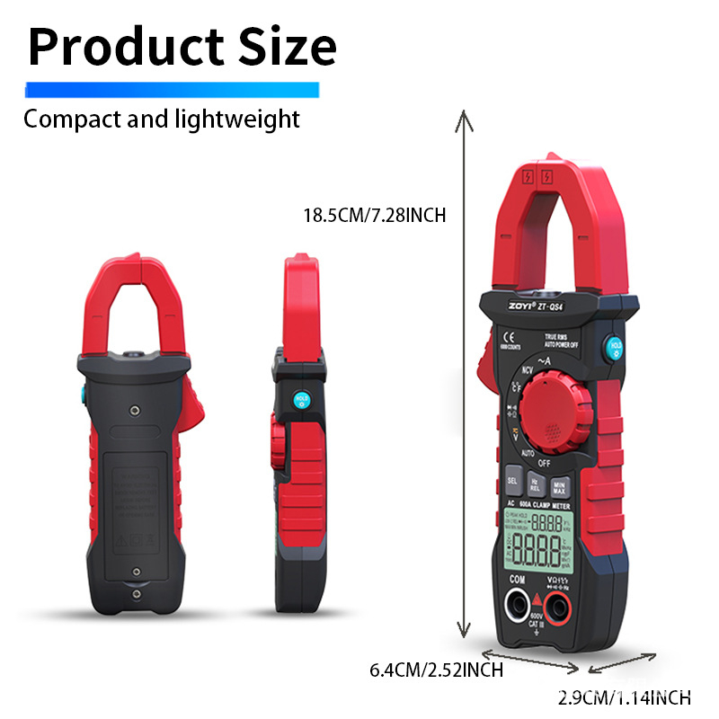 ZOYI digitálny klešťový ampérmeter QS9/QS4, AC/DC prúd, meranie odporu, voltmeter