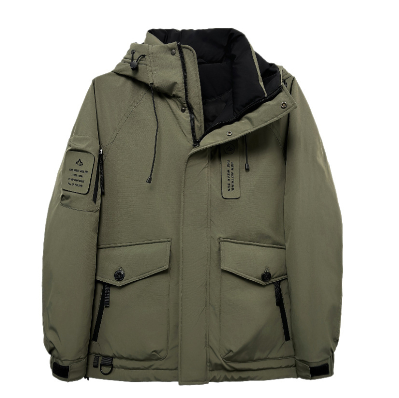 3-v-1 pánska zimná bunda s dlhým strihom, výplň bielym husím páperím 76–80%, objem výplne 550, podšívka 100% polyester