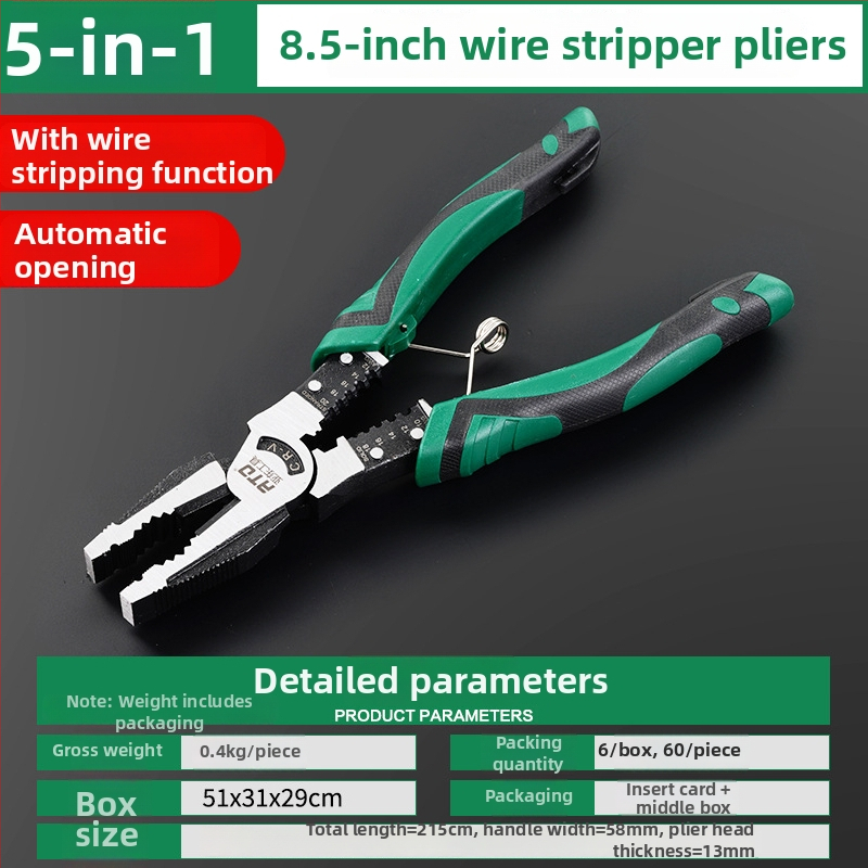 Clește de blocare cu arc, nasuri subțiri, dezizolarea cablurilor, oțel crom-vanadiu, industrial