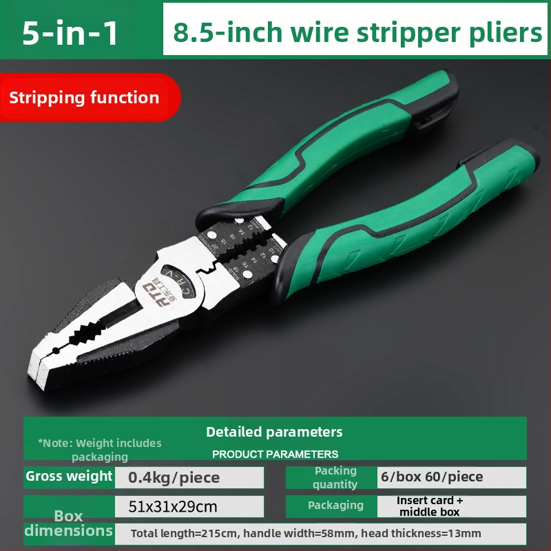 Clește de blocare cu arc, nasuri subțiri, dezizolarea cablurilor, oțel crom-vanadiu, industrial