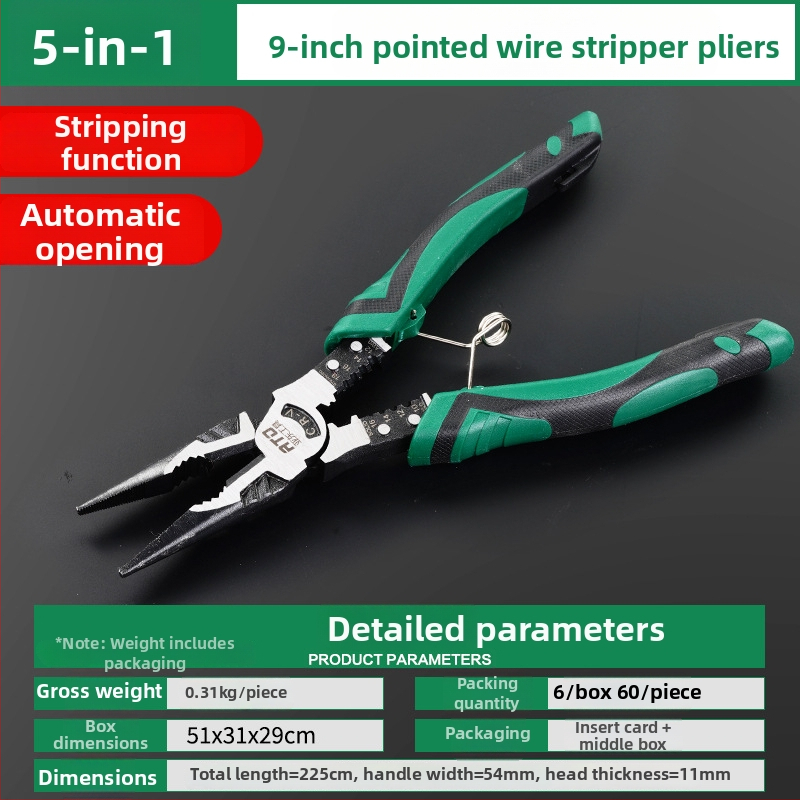Clește de blocare cu arc, nasuri subțiri, dezizolarea cablurilor, oțel crom-vanadiu, industrial