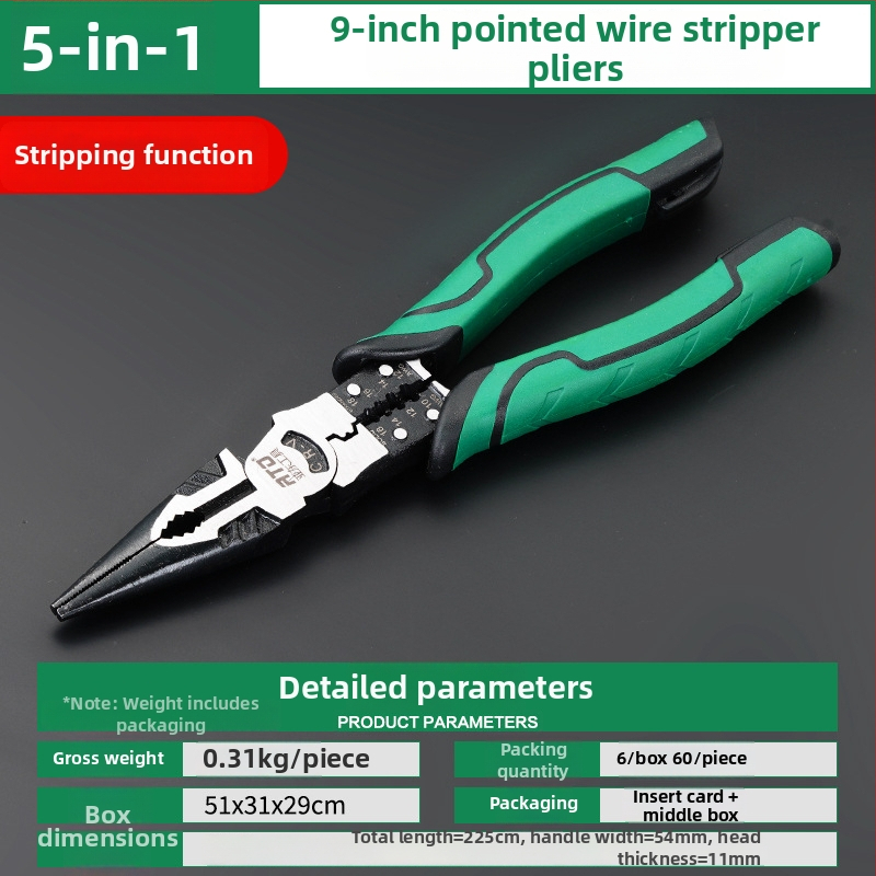 Clește de blocare cu arc, nasuri subțiri, dezizolarea cablurilor, oțel crom-vanadiu, industrial