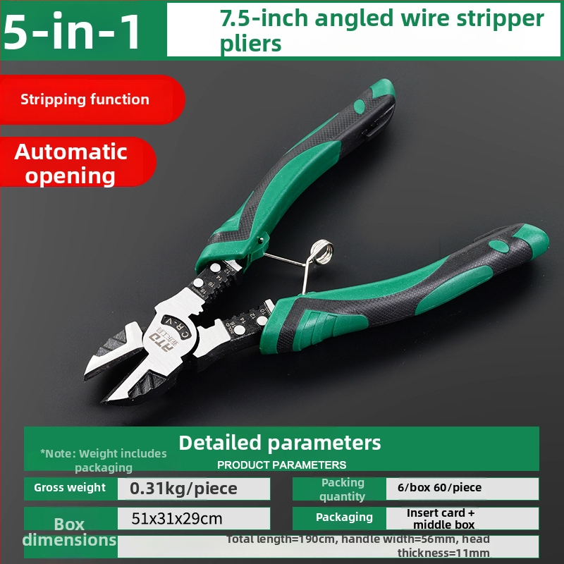 Clește de blocare cu arc, nasuri subțiri, dezizolarea cablurilor, oțel crom-vanadiu, industrial