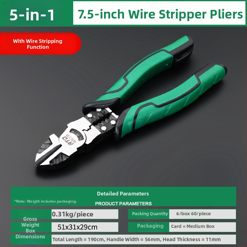 Clește de blocare cu arc, nasuri subțiri, dezizolarea cablurilor, oțel crom-vanadiu, industrial