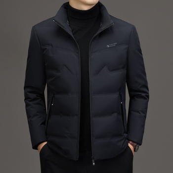 Pánska péřová bunda - Slim fit, Zapínanie na zips, Turn-down golier, Napĺňanie 550, Obsah páperia 51–55%