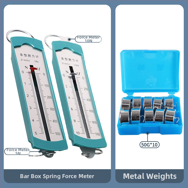 Fyzikálne učebné pomôcky: sada kladiek pre výučbu s držiakom a kovovými háčikmi, dynamometer (Kov)