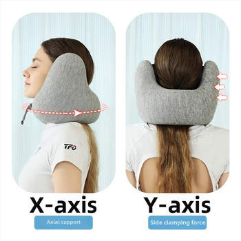 U-tvarovaný pamäťový cestovný vankúš, podpora krku, poťah polyesterovo-bavlnený, moderný minimalistický štýl