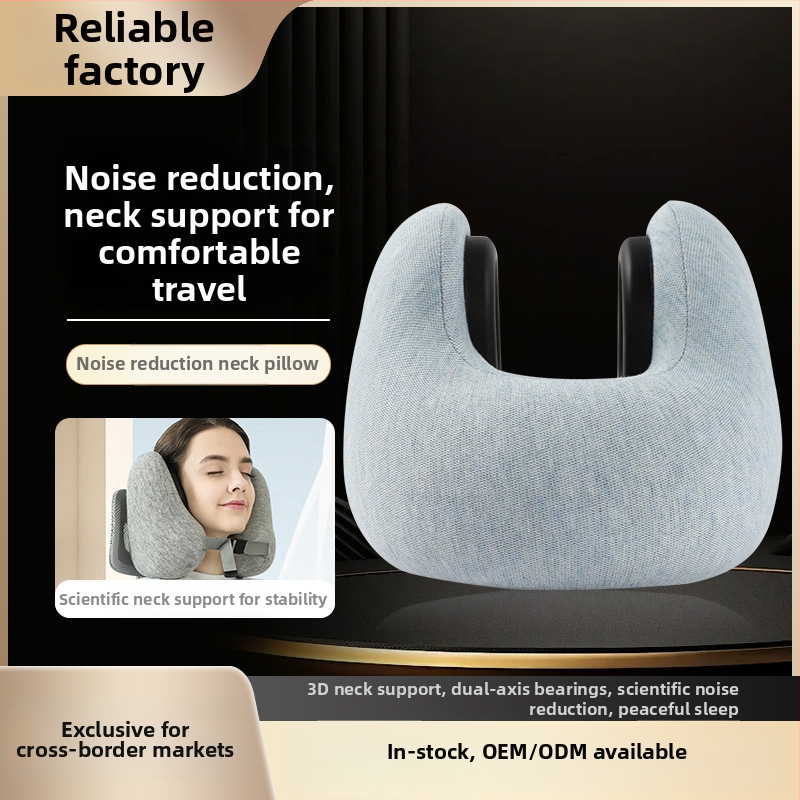 U-tvarovaný pamäťový cestovný vankúš, podpora krku, poťah polyesterovo-bavlnený, moderný minimalistický štýl