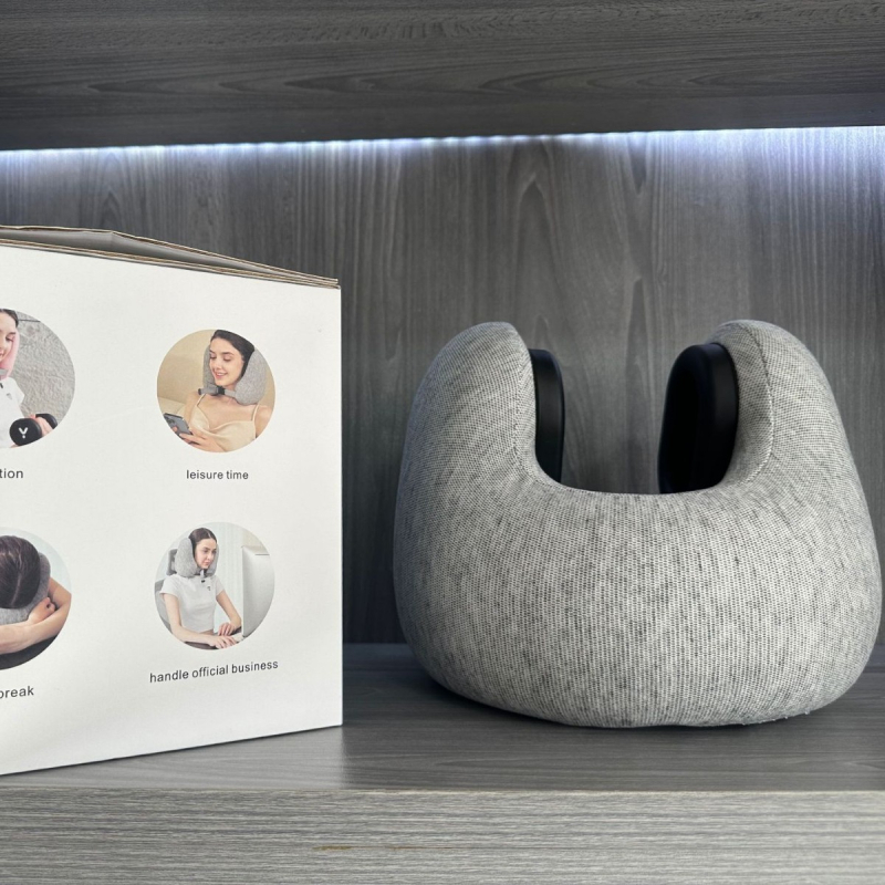 U-tvarovaný pamäťový cestovný vankúš, podpora krku, poťah polyesterovo-bavlnený, moderný minimalistický štýl