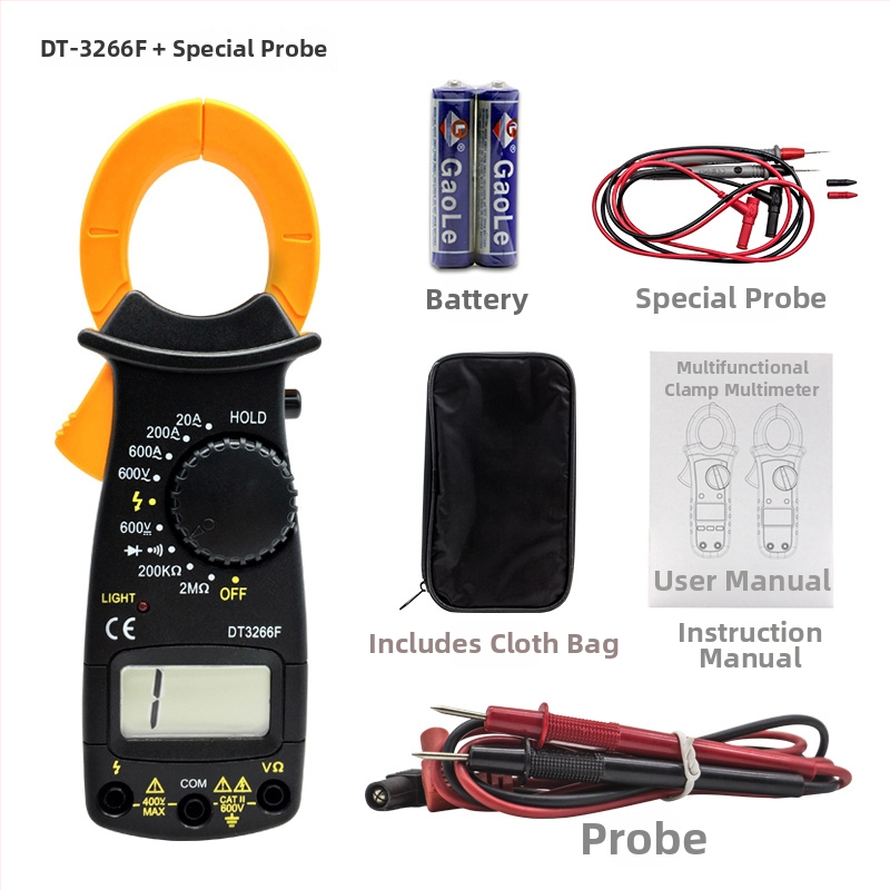 Klemný ampermeter DT3266L / VC3266L s digitálnym displejom, bzučákom a meraním odporu živého vodiča