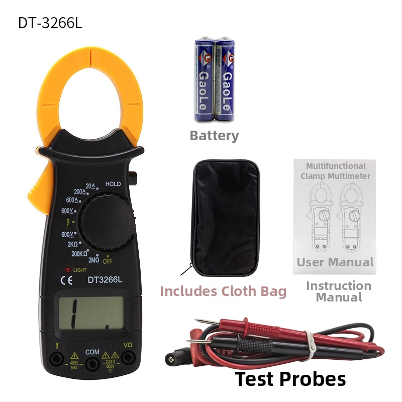 Klemný ampermeter DT3266L / VC3266L s digitálnym displejom, bzučákom a meraním odporu živého vodiča