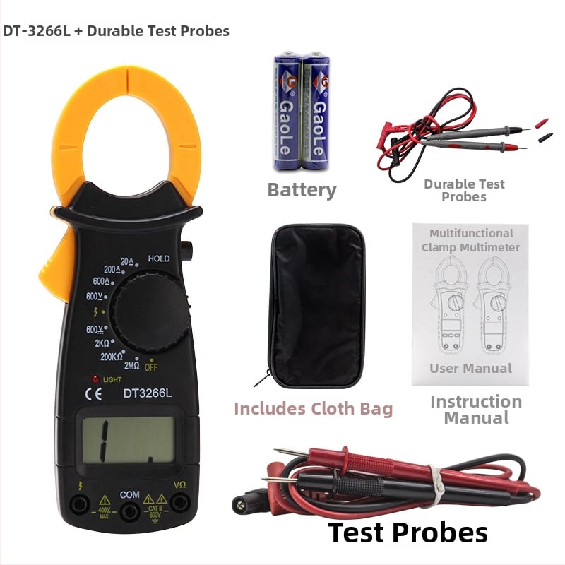 Klemný ampermeter DT3266L / VC3266L s digitálnym displejom, bzučákom a meraním odporu živého vodiča