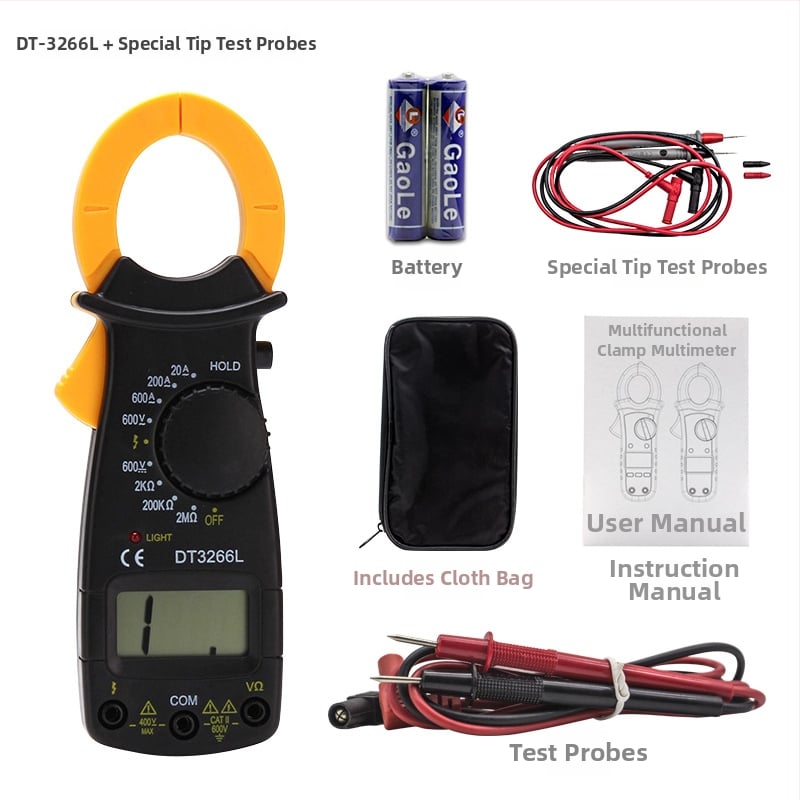Klemný ampermeter DT3266L / VC3266L s digitálnym displejom, bzučákom a meraním odporu živého vodiča