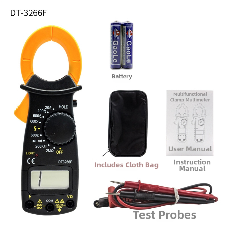 Klemný ampermeter DT3266L / VC3266L s digitálnym displejom, bzučákom a meraním odporu živého vodiča