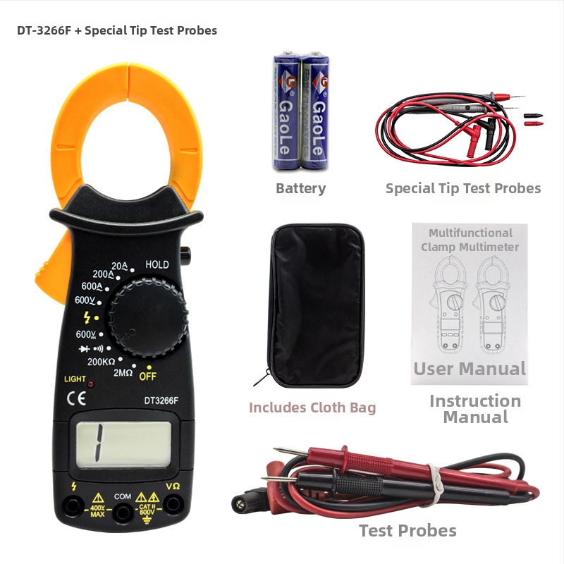 Klemný ampermeter DT3266L / VC3266L s digitálnym displejom, bzučákom a meraním odporu živého vodiča