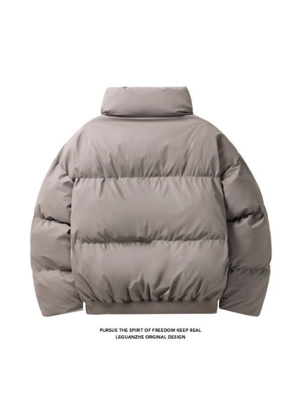 Pánska bavlnená bunda s výplňou z polyesteru, s stojacím golierom, voľný strih, zips, bez kapucne, zimný kabát 2025