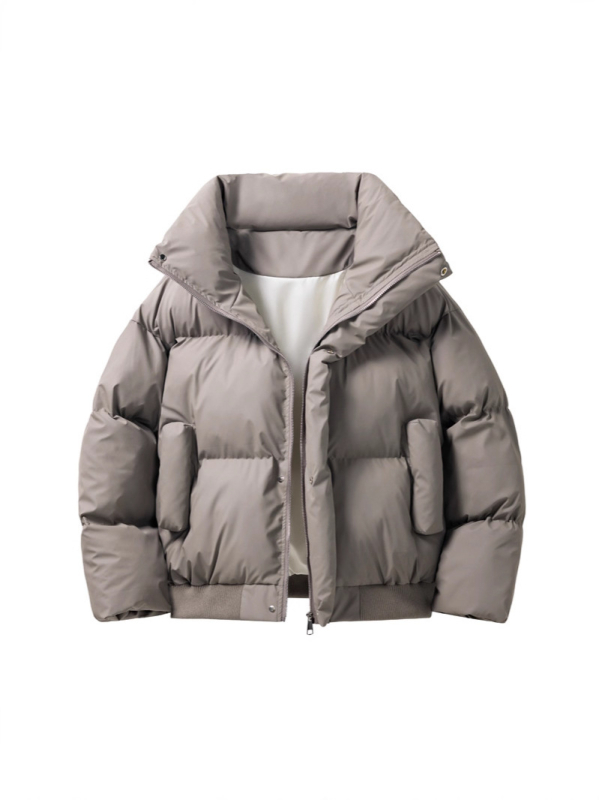 Pánska bavlnená bunda s výplňou z polyesteru, s stojacím golierom, voľný strih, zips, bez kapucne, zimný kabát 2025