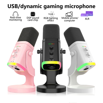 Bezdrôtový USB kondenzátorový mikrofón pre stolný počítač, Bluetooth 5.1, frekvenčný rozsah 100 Hz–20 kHz, SNR ≥75 dB