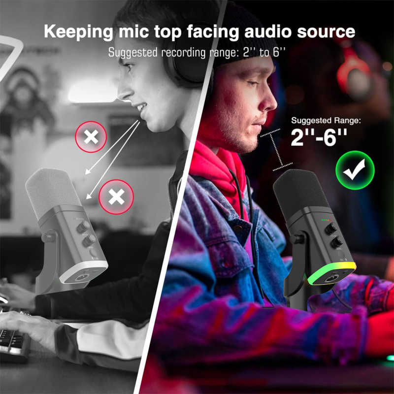 Bezdrôtový USB kondenzátorový mikrofón pre stolný počítač, Bluetooth 5.1, frekvenčný rozsah 100 Hz–20 kHz, SNR ≥75 dB