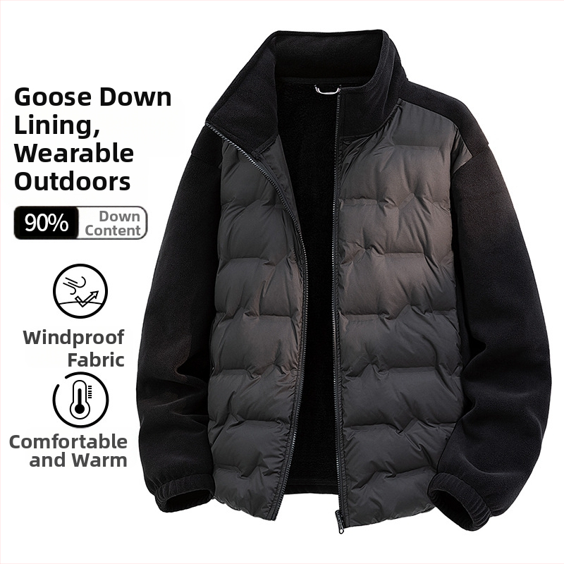 Žąsų pūkų striukė, lengva, vėjo atspari, standi apykaklė, pūkų turinys 86–90%, užtrauktukas