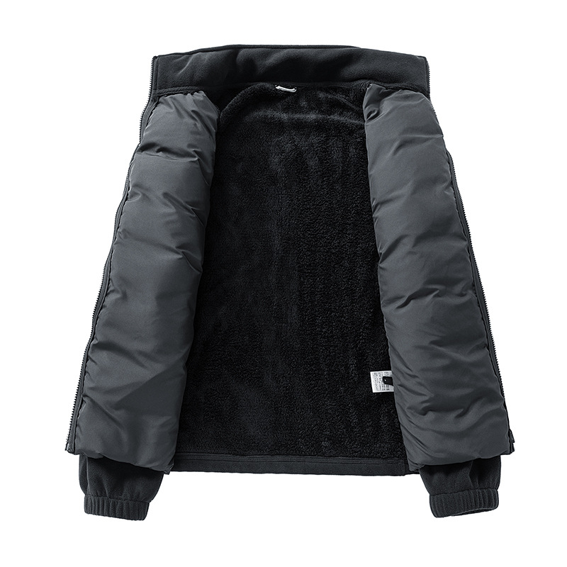 Пухено яке с бял гъши пух, леко, стоечна яка, ветроустойчиво, съдържание на пух 86–90%, основен плат полиестер 95% + спандекс 5%, цип