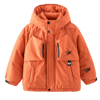 Gyerekek téli kapucnis pehelykabát, kacsapuh 70–129 g, töltet 86–90%, poliészter külső, cipzár